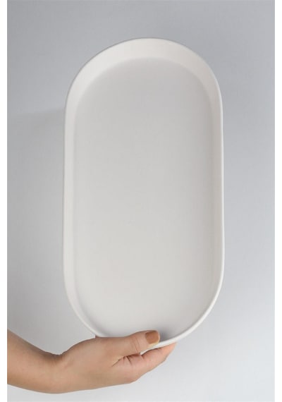 Dik Kenarlı Oval Tabak Seramik Bisküvi - 41 X 20.5 Cm - Ham Ürün Boyanabilir Obje
