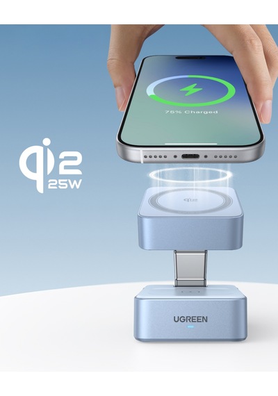 Ugreen Magflow 2-in-1 25w Magnetik Wireless Magsafe Kablosuz Şarj Standı, 55960b