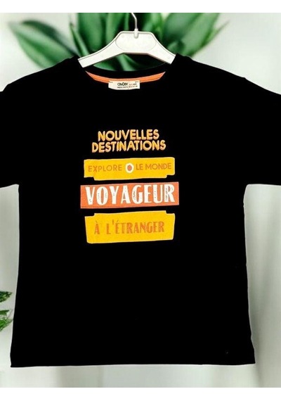 Zekids Erkek Çocuk Lemonde Baskılı Pamuklu Tshirt-14062-siyah Siyah