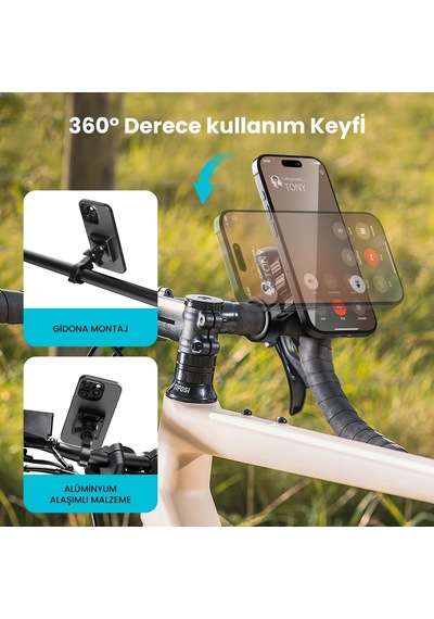 Bph06 Gidon Bağlantılı 360 Derece Ayarlanabilir Hızlı Kilit Özellikli Motosiklet Bisiklet Scooter Universal Telefon Tutucu Diğer