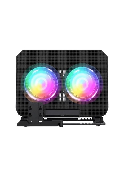 Rgb - 995 - Işıklı Laptop Soğutucu Stand Çift Fanlı Sessiz - Cadde101 - Çalışan Ayarlanabilir