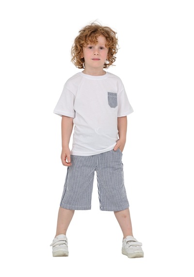 Erdem Kıds Erkek Çocuk Basic T-shirt Şort Çizgili Kaprili Yazlık 2'li Takım Lacivert Lacivert Erdem Kıds Erkek Çocuk Basic T-shirt Şort Çizgili Kaprili Yazlık 2'li Takım Lacivert Lacivert