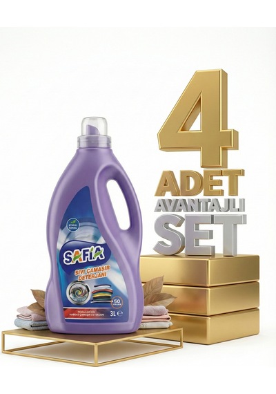 Safia Bitkisel Sıvı Çamaşır Makine Deterjanı Renkliler 4x3 Lt