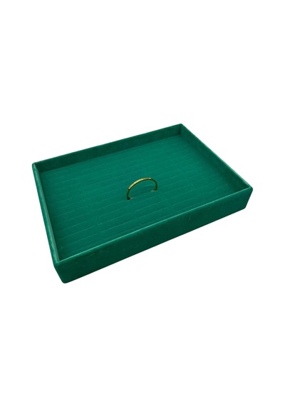 Yerli Üretim Süet Kumaş Yeşil Renk 34/24 Cm Batırmalı Çekmeçe Içi Bileklik Kelepçe Tablası Çok Renkli