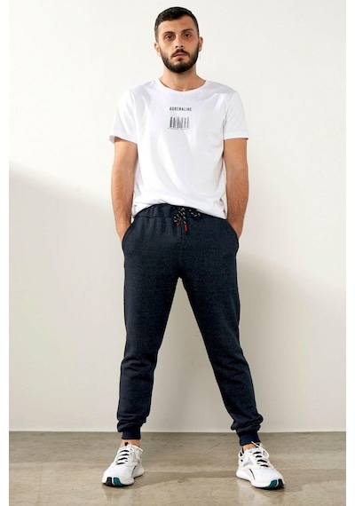 MMetalic Erkek Siyah Içi Polarlı Slim Fit Paça Lastikli Jogger Eşofman Altı 001