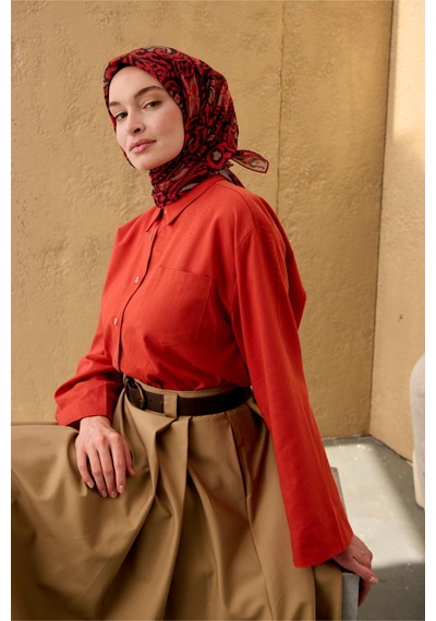 Silk Home Soft Eşarp 73099-21 Açık Kırmızı, Soluk Siyah, Vizon