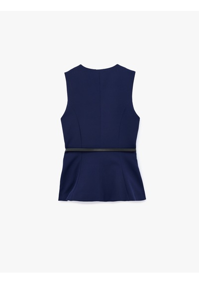 Koton Slim Fit Mücevher Düğmeli Bisiklet Yaka Kemerli Peplum Yelek Lacivert 7wak20018uw Koton Slim Fit Mücevher Düğmeli Bisiklet Yaka Kemerli Peplum Yelek Lacivert 7wak20018uw
