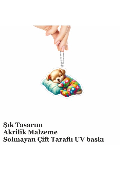 Araba Ayna Süsü, Araba Süsü, Çanta Aksesuarı - Bebek Köpek - Pleksi Malzeme, Uv Baskılı - 028 8x6 Cm