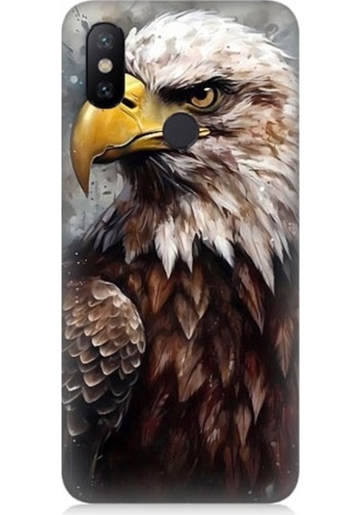Xiaomi Redmi Note 6 Pro Uyumlu Asil Beyaz Başlı Siyah Kartal Desenli Silikon Kılıf