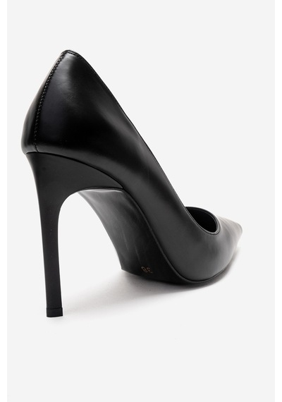 Luvishoes Velorıen Siyah Cilt Kadın Topuklu Ayakkabı Siyah Cilt