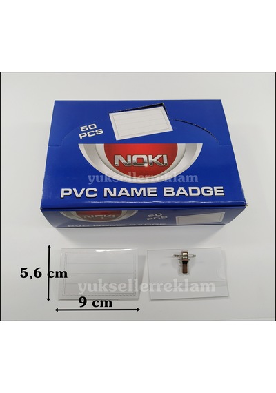Noki Yaka Kartı Klips ve İğneli. Pvc Kokart Yatay Yaka Kart Kabı