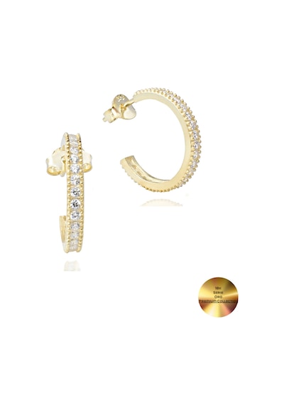 Brezza Lusso Jewelry 18k Serie Oro Tamtur Işıltı Dizilim Night Kadın Gümüş Küpe 18 Mm