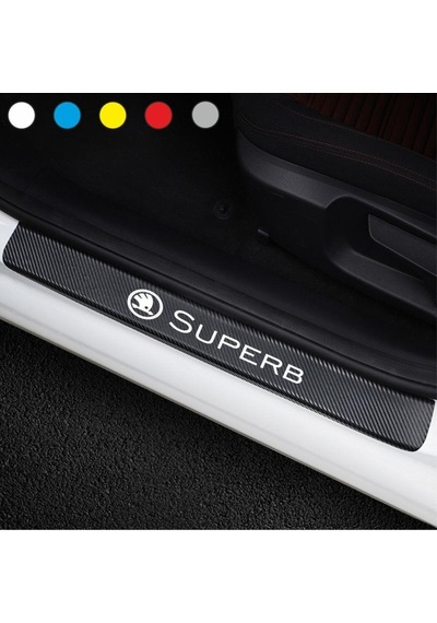 Skoda Superb Için Karbon Kapı Eşiği Sticker ( 4 Adet )