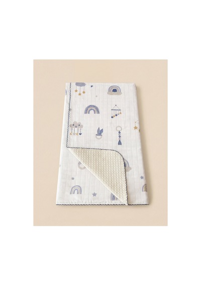%100 Pamuk Bebek Battaniyesi Pikeli 100x100 Mavi