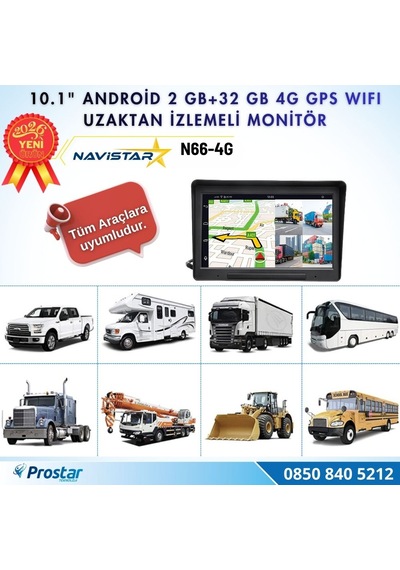 4g Uzaktan İzlemeli 4 Kanal Ahd 720p Android Wifi, Gps, Bluetooth 2 Gb + 32 Gb Ve 512 Gb Sd Kart Destekli Monitör
