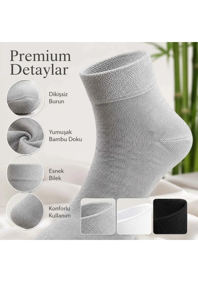 Genel Kadın Bambu Uzun Çorap 6 Lı Paket, Dikişsiz Burunlu Yumuşak Dokulu Siyah B Çok Renkli 6 Lı / 36-40