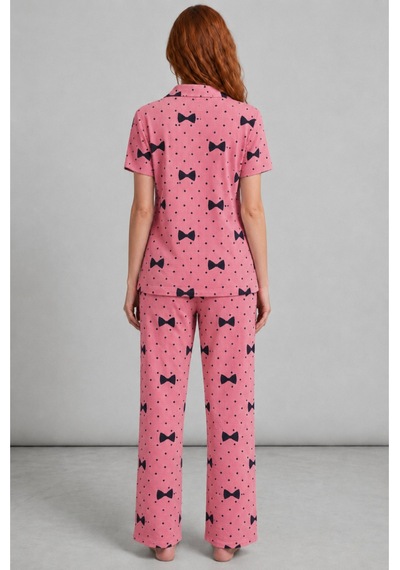 Norcia Sports Kadın Kısa Kol Desenli Pembe Pijama Takımı 4729 Çok Renkli - 929323215 Çok Renkli - 929323215 Çok Renkli