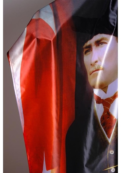 Atatürk Portre Raşel Kumaş Dijital Baskı Bayrak 100x150 cm