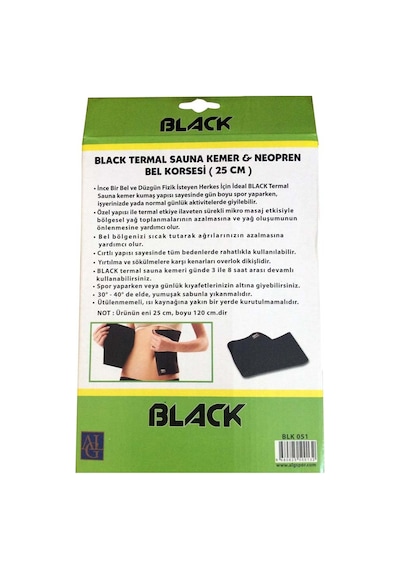 Black Black 25x120 Cm Termal Sauna Kemer Neopren Bel Korsesi