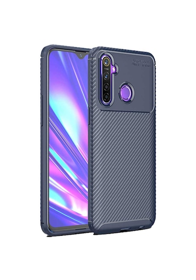 Realme 5 Pro Karbon Desenli Negro Silikon Kılıf Lacivert
