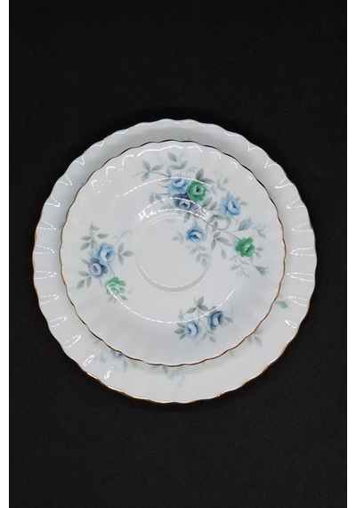 Inspiration Bone China Porselen Duble Kahve Fincanı Ve Tabakları 3 Parça 120 Ml Mavi