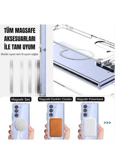 Samsung Galaxy Z Fold 6 Uyumlu Kamera Korumalı Magsafe Wireless Şarj Özellikli Şeffaf Kılıf Şeffaf, Samsung Galaxy Z Fold 6