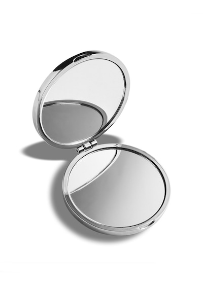 Yuvarlak Mini Metal Ayna - Taşınabilir Makyaj Aynası Metalik Gri