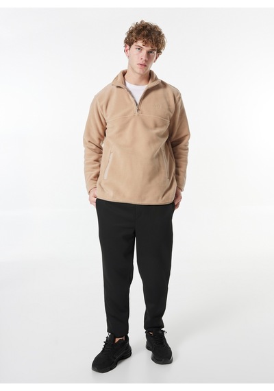 Jeep Bej Erkek Dik Relaxed Düz Polar Sweatshırt C4wm-swt4201