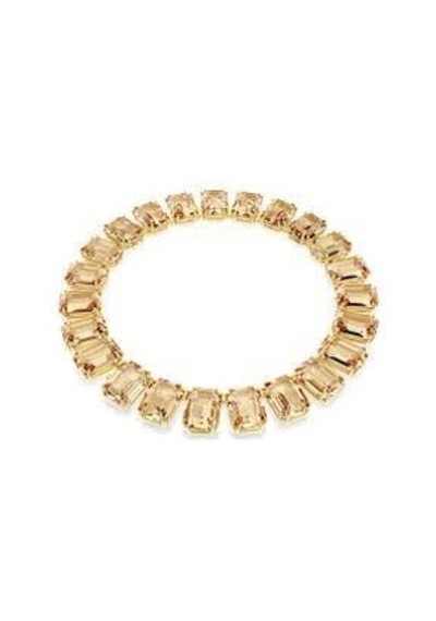 5720911 Millenia Tennis Necklace, Oversized Crystals, Octagon Cut, Caramel, Gold-tone Plated Metalik