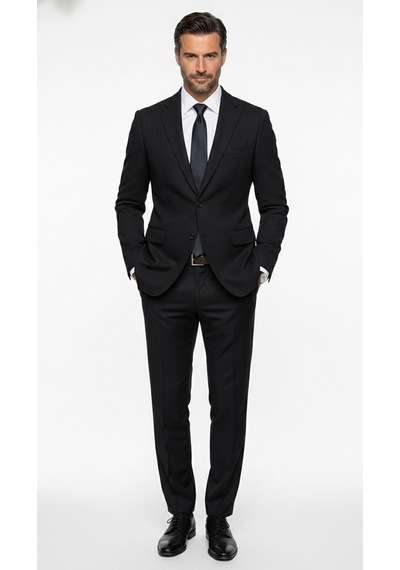 Plus Scorpion Erkek Slim Fit Çift Düğme Çift Yırtmaçlı Blazer Ceket Premium Dokulu Kumaş Siyah