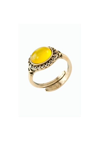 Oval - 673 - Doğaltaşlı Otantik Yüzük - Nazblsmm - Sarı Akik Bronz