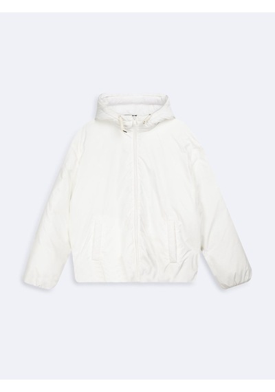 LTB Relaxed Fit Şişme Kapüşonlu Beyaz Mont