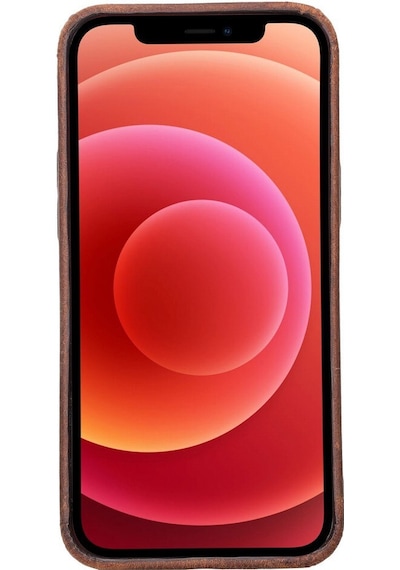 Apple Uyumlu iPhone 12 Pro Max Deri Arka Kapak Rock G2 Kahve