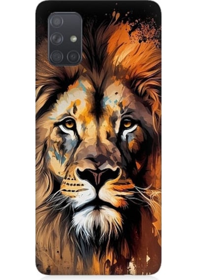 Samsung Galaxy A71 Uyumlu Sarı Kırmızı Kral Aslan Desenli Silikon Kılıf