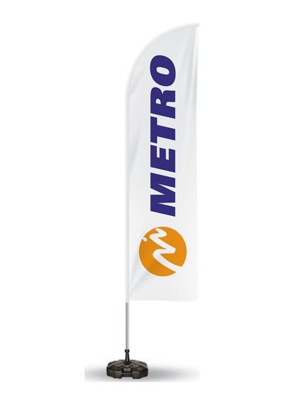 Metro Yönlendirme Tanıtım ve Reklam Yelken Bayragı Beyaz