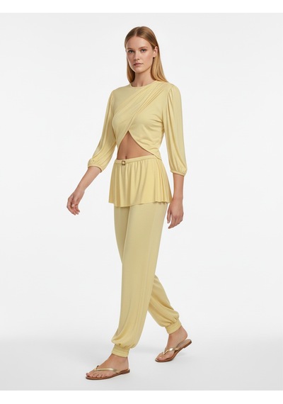 Xint Sarı Doğal Dökümlü Oversize Pantolon 470533