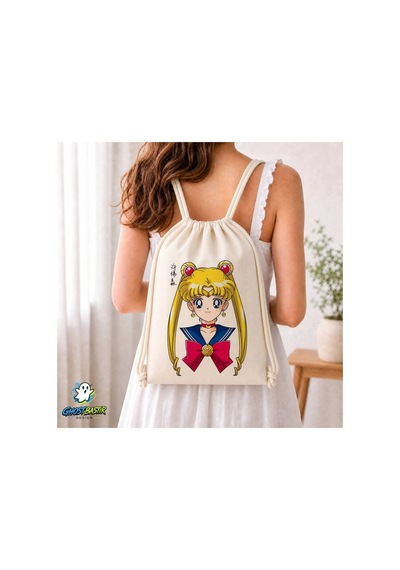 Ghostbastır Design Sailormoon Büzgülü Keten Çanta C268 Bej