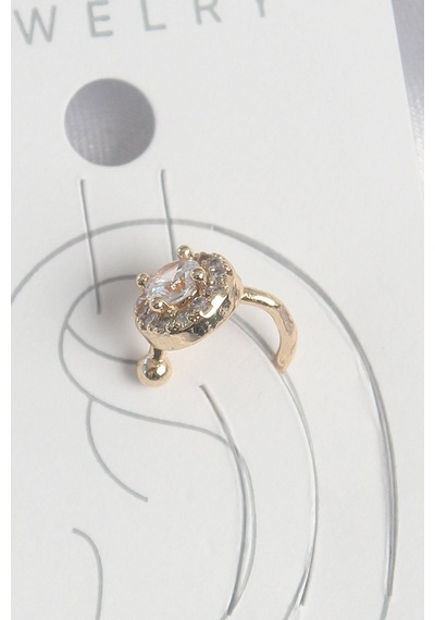 Pirinç Gold Renk Zirkon Taşlı Kadın Kıkırdak Küpe Çok Renkli 92362527