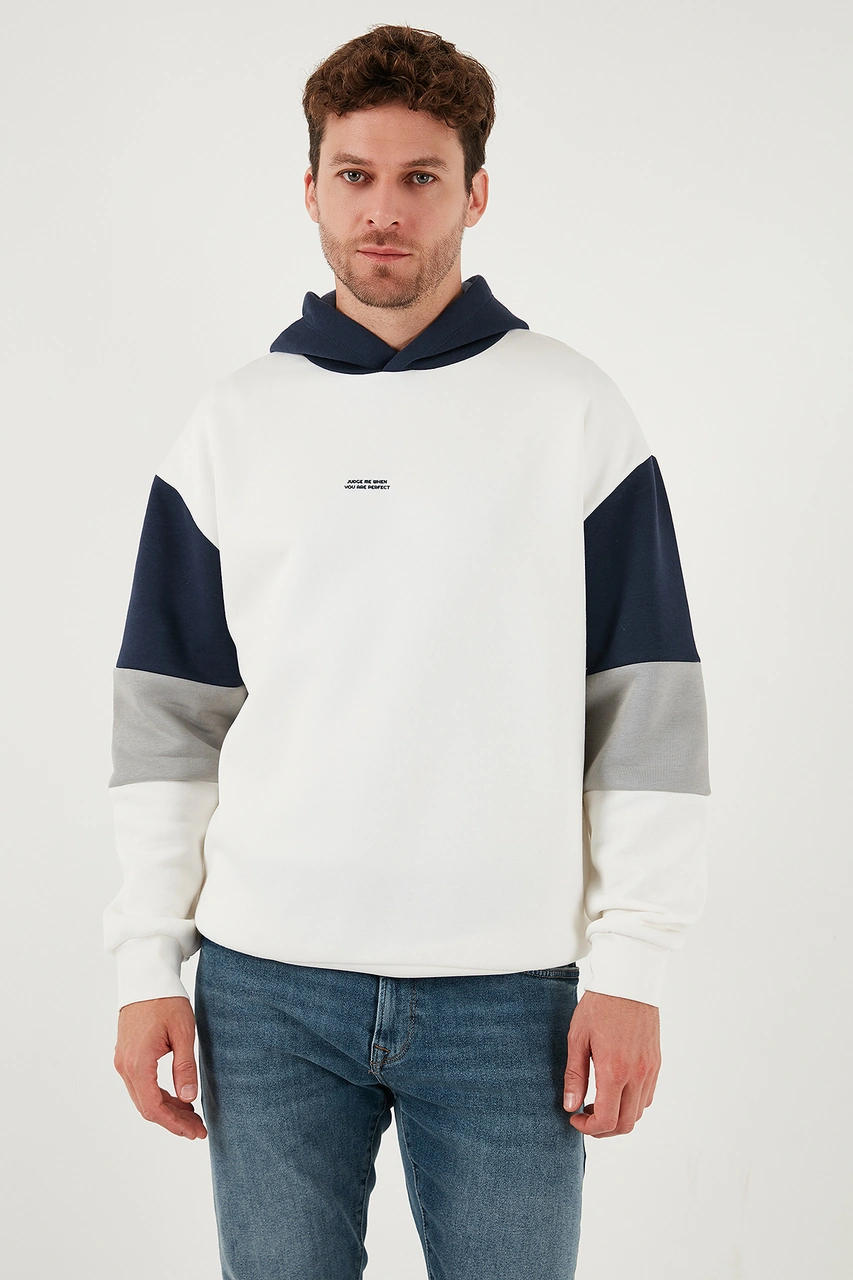 Buratti Pamuklu Relaxed Fit Kapüşonlu Içi Tüylü Yumuşak Şardonlu 2' Li Paket Erkek Sweat 5905299S2 Ekru-Haki