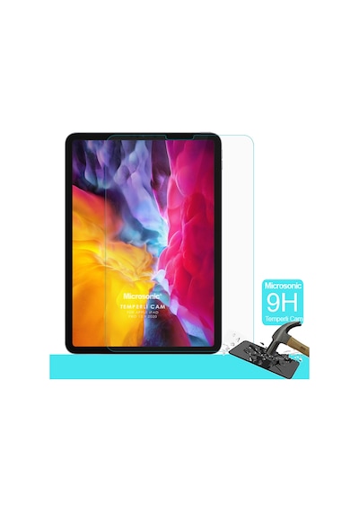 Microsonic Apple Uyumlu iPad Pro 12.9 `` 2022 6. Nesil (A2436-A2764-A2437-A2766) Temperli Cam Ekran Koruyucu