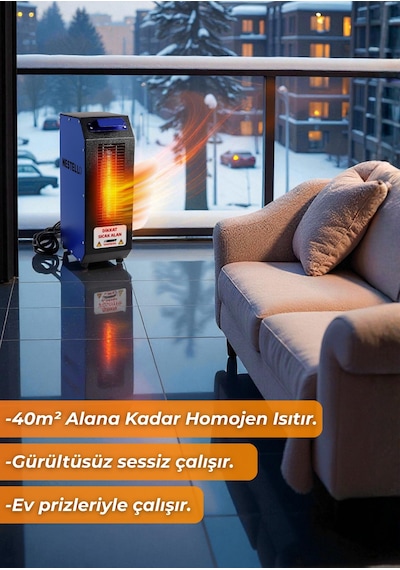 Nestello Elektrikli Isıtıcı 3400w, 3 Kademeli Ayar, Sessiz Fanlı Isıtıcı