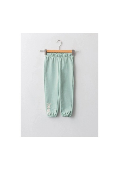 LC Waikiki Lcw Baby Yeşil Beli Lastikli Baskılı Kız Bebek Jogger Eşofman Alt Dull Green