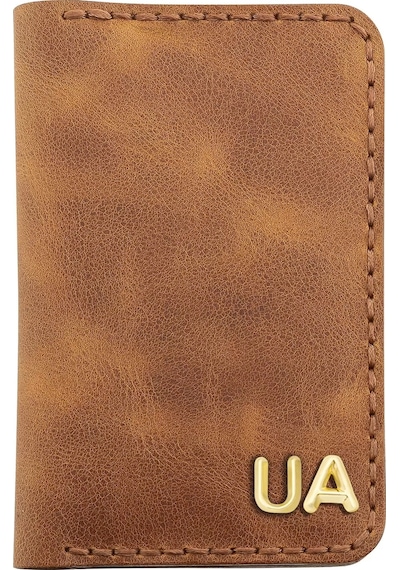 Twingold İsme Özel Dikey Mini Cüzdan - %100 Rainbow Deri - A010005 - Camel Camel