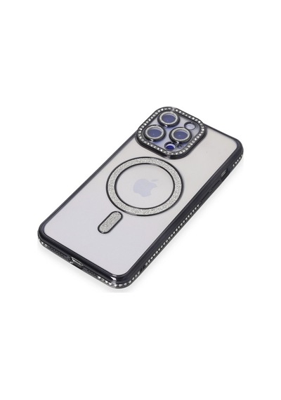 Ilkeshop Newface Apple iPhone Uyumlu 14 Pro Max Kılıf Joke Simli Magneticsafe Kılıf - Siyah