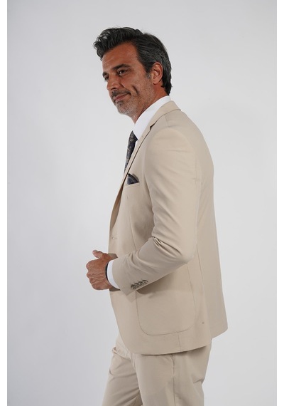 İntersivin Slim Fit Likralı Mikrofiber Kumaş Toprak Takım Elbise Toprak