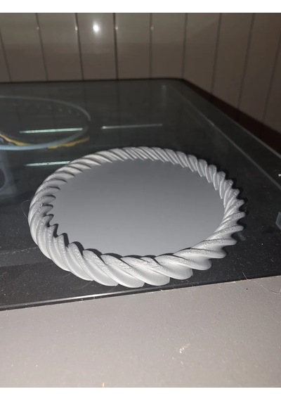 Buradabulabilirsin 3d Baskı Spiral Kenarlı Yuvarlak Dekoratif Tepsi Bükümlü Kenar Modern Sunum Ve Düzenleyici Tepsi Krem Bbz