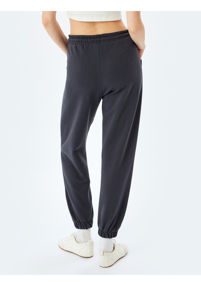 Koton Beli Bağcıklı Pamuk Karışımlı Oversize Jogger Eşofman Altı Gri 5sal40109ık Gri