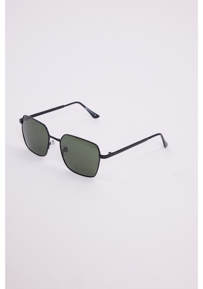 Unisex Köşeli Siyah Çerçeve Yeşil Camlı Uv 400 Korumalı Güneş Gözlüğü-51227 Çok Renkli