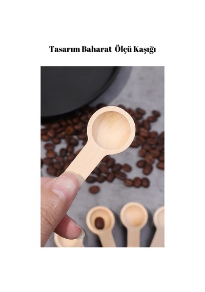 Kamptek Ahşap Yuvarlak Tasarım Mini Baharat Servis Ölçü Kaşığı 6 Adet Set Ahşap