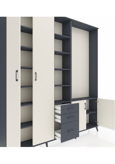 Arges Dolap 13 Raflı 3 Çekmeceli 4 Kapaklı 220x30x243 Antrasit-aytaşı/antrasit Aytası/antrasıt Arges Dolap 13 Raflı 3 Çekmeceli 4 Kapaklı 220x30x243 Antrasit-aytaşı/antrasit Aytası/antrasıt
